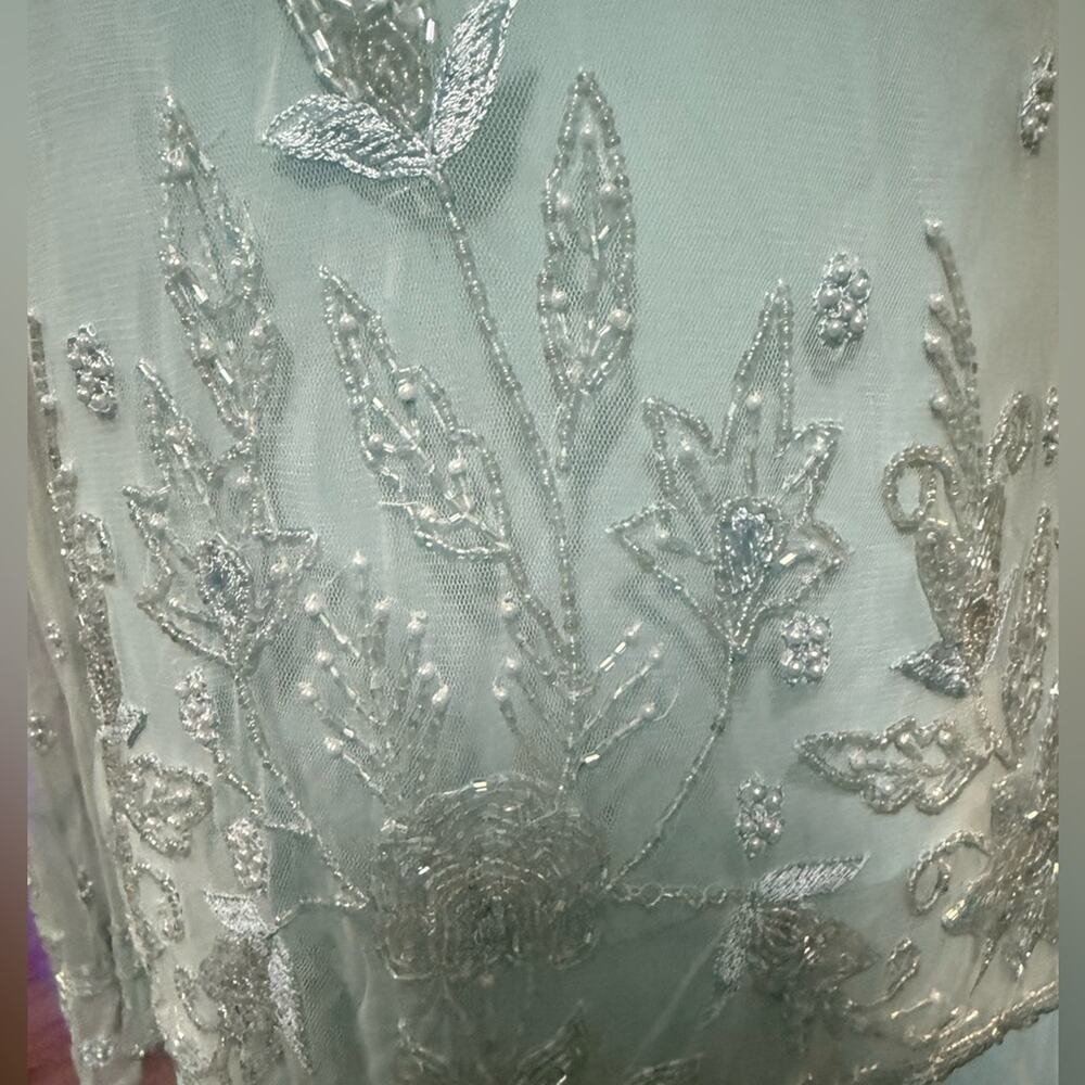 Vtg Scala Baby Blue Beaded Gown Cinderella Fairy Regencycore Formal Dress Modest - Picture 4 of 9